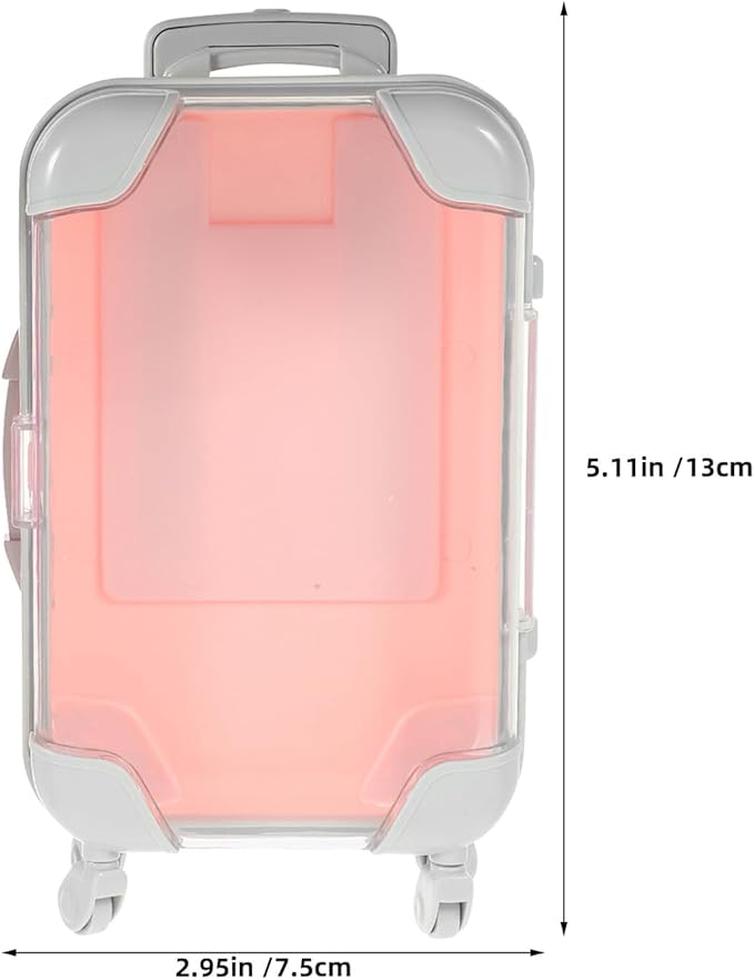 HOMSFOU 4pcs Mini Lash Cluster Storage Case with Retractable Handle, Waterproof Eyelash Beauty Organizer Suitcase for Travel Makeup and False Eyelash Holder, Pink and Rose Red