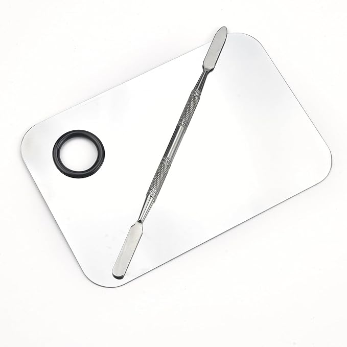 Makeup Mixing Palette, Stainless Steel Makeup Palette, Cosmetic Palette with Spatula Tool for Nail Art Eye Shadow Eyelash Makeup (Large)