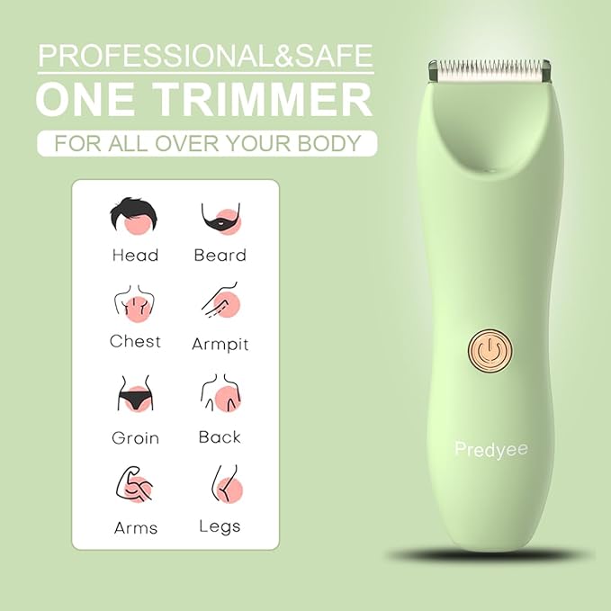 Bikini Trimmer for Women, Body Hair Trimmer for Sensitive Skin, Electric Groomer for Legs, Underarms and Groin, IPX7 Waterproof, USB-C Rechargeable with LED Light and Travel Lock, 120 Min Runtime