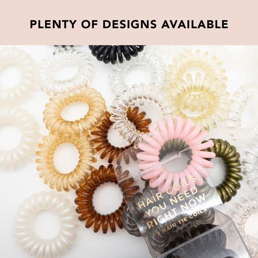 Kitsch Spiral Hair Ties for Women – Coiled Plastic Hair Ties No Damage, Ponytail Holders for Thick and Thin Hair – Creaseless and Dent-Free, Phone Cord Style - Brunette, 4 Pcs