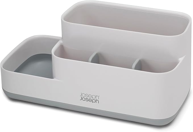Joseph Joseph EasyStore - Bathroom Storage Countertop Caddy Organizer for Bathroom Accessories - Grey/White