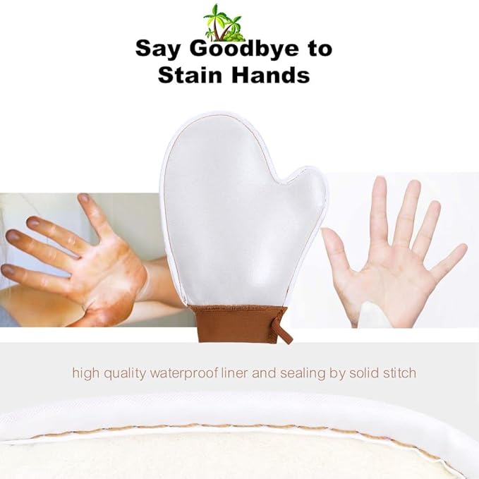 Self Tanner Mitt Applicator - US Patent Self Tanning Mitt with Elastic Cuff in Rich Brown Color. Velvet Soft Texture for Streak-Free Full Body Application, Perfect for Beach Vacation, Back,Legs