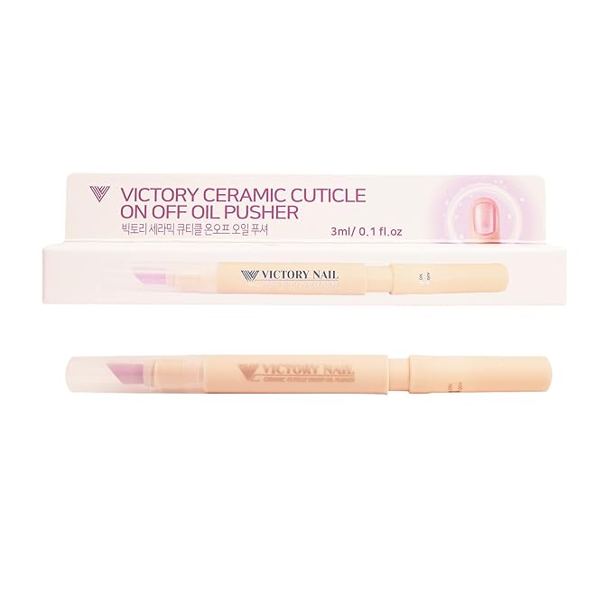 VICTORY NAIL 1PCS Ceramic Cuticle On/Off Oil Pusher Cuticle Pusher (Ivory)