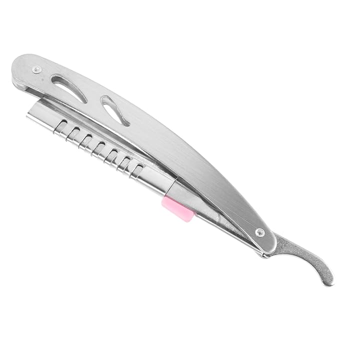 PACKOVE Vintage Manual Straight Razor for Men Foldable Hair Cutting Razor Beard Shaping Tool Eyebrow Trimmer for Salon and Home Use
