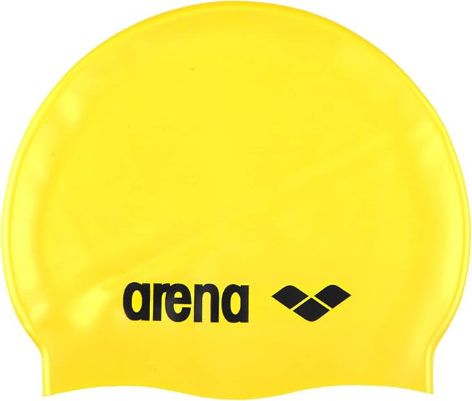 Arena Classic Unisex Soft Silicone Swim Cap for Women and Men, Intensive Training and Racing Comfortable Non-Slip Long Hair Swimming Hat, Yellow/Black