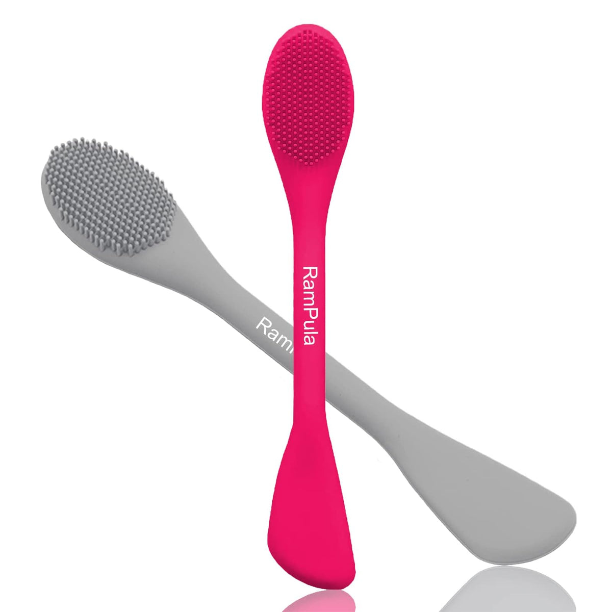 RamPula Silicone Facial Mask Applicator Face Masks Skincare Brush Facial Scrubber Double-Head Lotion Spatula Scoop for Makeup,Foundation,Cream,Lotion,Moisturizer,Gel,Peel,Mud Masks (Purple+Gray)