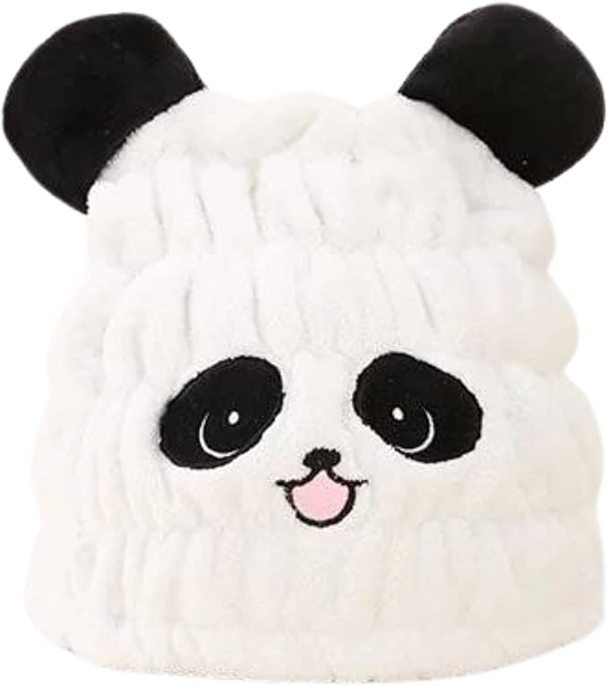 LCBD Microfiber Hair Towel Wrap for Kids, Panda Dry Hair Cap Suck Water, Absorbent Quick Girls Boys Hair Drying Towel, Lightweight Bouncy Hat Headscarf for Wet Hair
