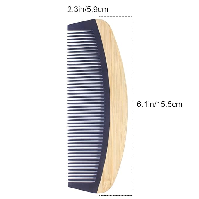 Natural Handmade Bamboo Hair Combs for Women Men, Anti-Static for All Hairstyles & Beard(6.1 in)