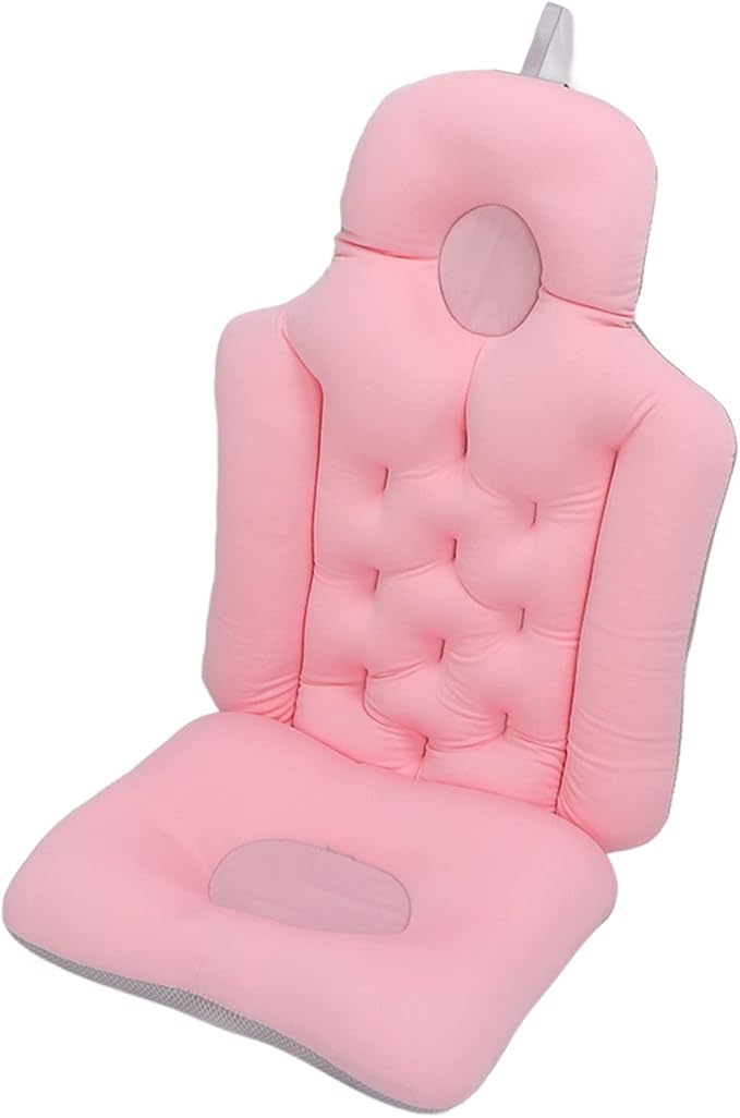 Natudeco Bathtub Cushion Bathtub Pillow Soft Breathable Folding Headrest Back Support Bath Pillow Cushion for Adults Spa(Pink)