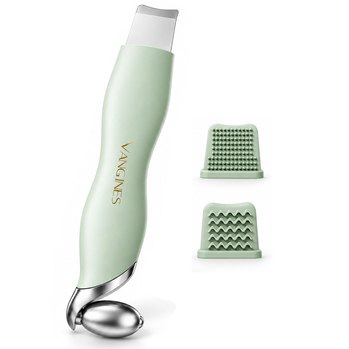 Vangines Manual Blackhead Remover Tool with Ice Roller, Stainless Steel Blackhead Scraper & Skin Spatula for Nose and Face, 3-in-1 Pore Care Tool with 2P Silicone Brush Heads(Dusty Rose)