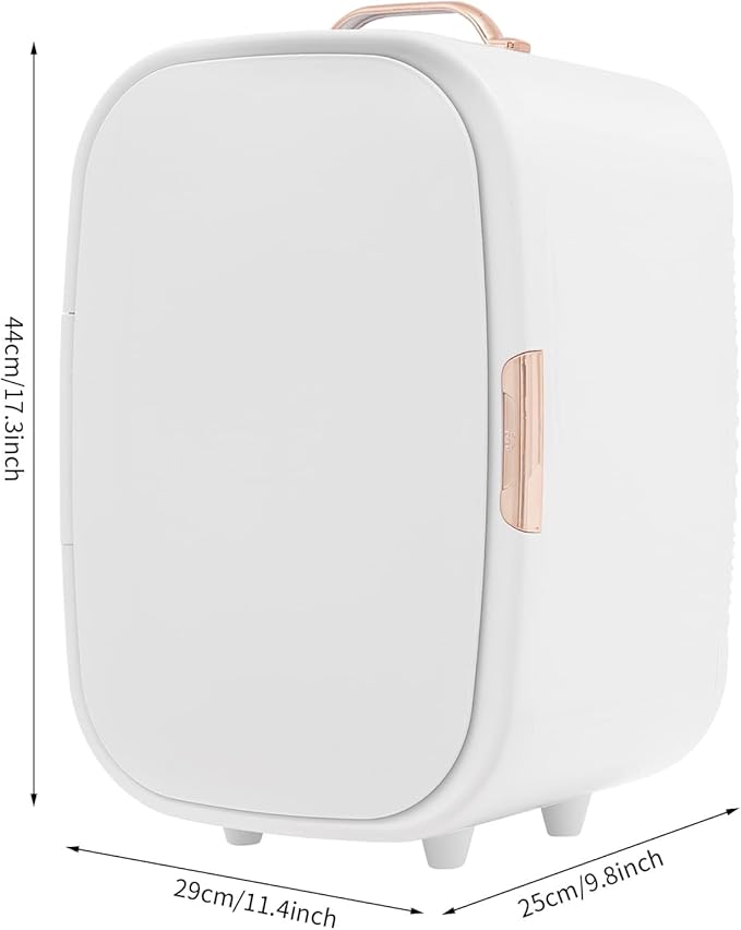 trggvvrt 12L Portable Beauty Fridge with Handle, Compact Fridge for Makeup Lipstick, Cooler & Warmer Cosmetics Refrigerator with Adjustable Shelves for Makeup, Perfumes, Lipsticks (White)