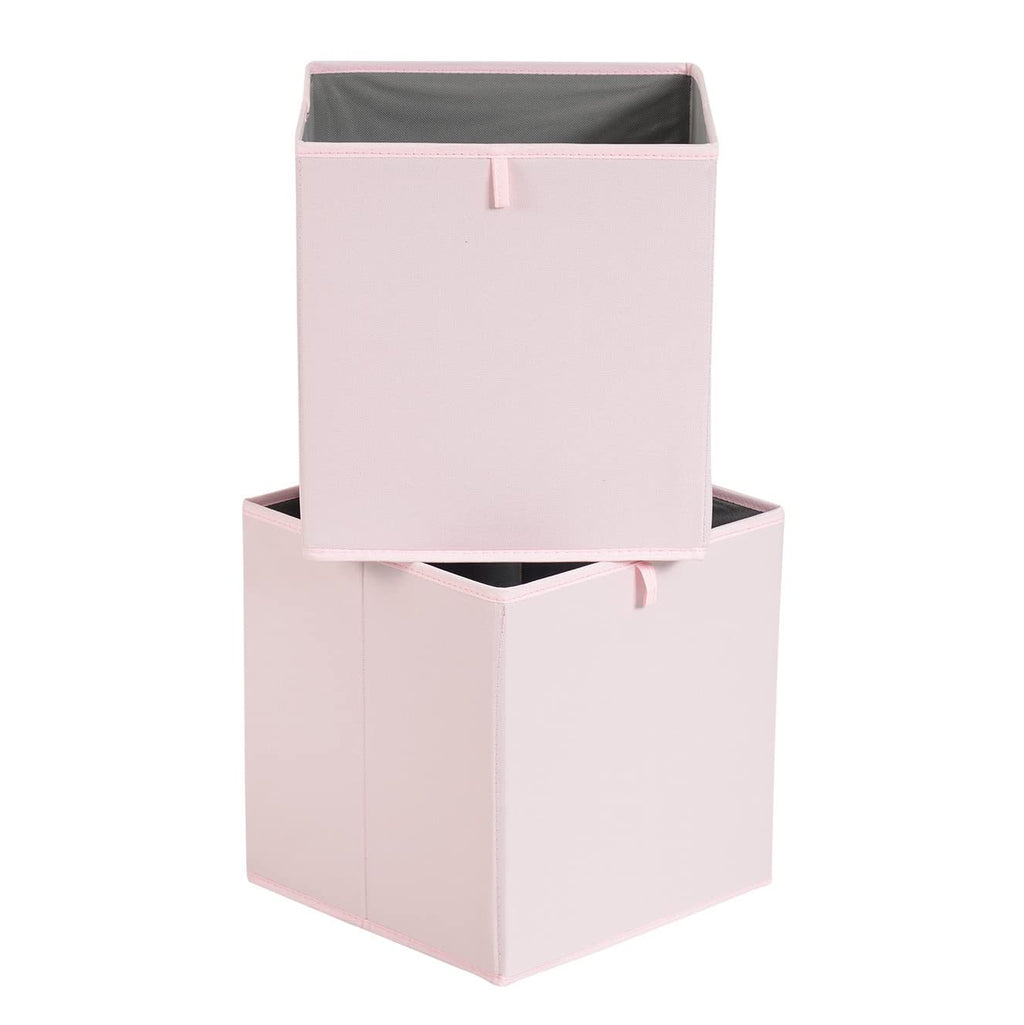 Amazon Basics Collapsible Cube Organizer Bins, Closet Storage Organizer Baskets for Shelves, Space-Saving, 13" x 15" x 13", Peony Pink, Pack of 6
