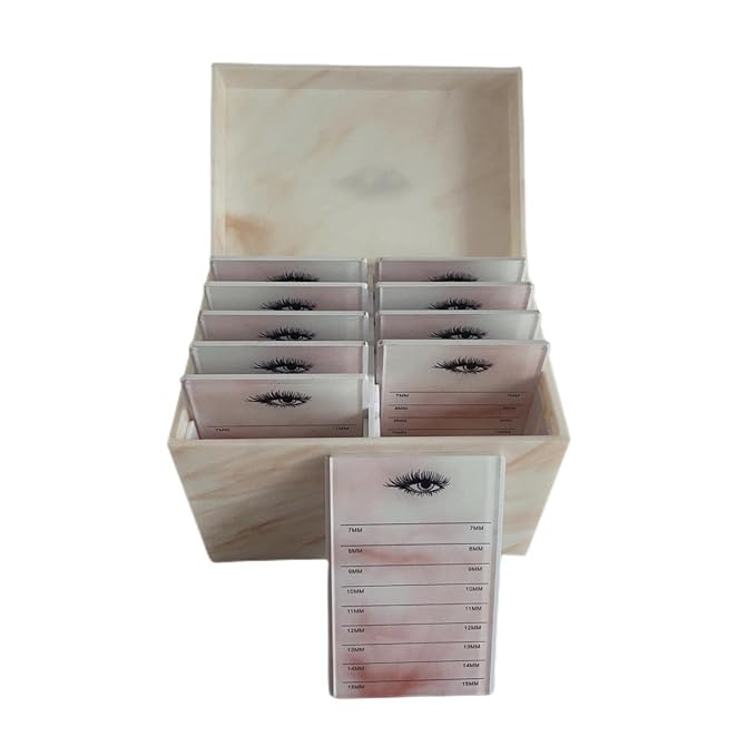 10 Layers Acrylic Eyelash Storage Box,Eyelash Holder Extension Tool,Makeup Organizer False Eyelashes Glue Pallet Holder, Grafting Eye lashes Close-Packed Display with 10 Pallets (Yellow Marble)