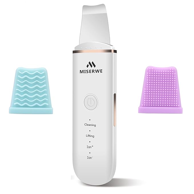 Skin Scrubber Face Skin Spatula Facial Scrubber Spatula for Deep Cleansing Blackhead Remover Pore Cleaner with 4 Modes (White)