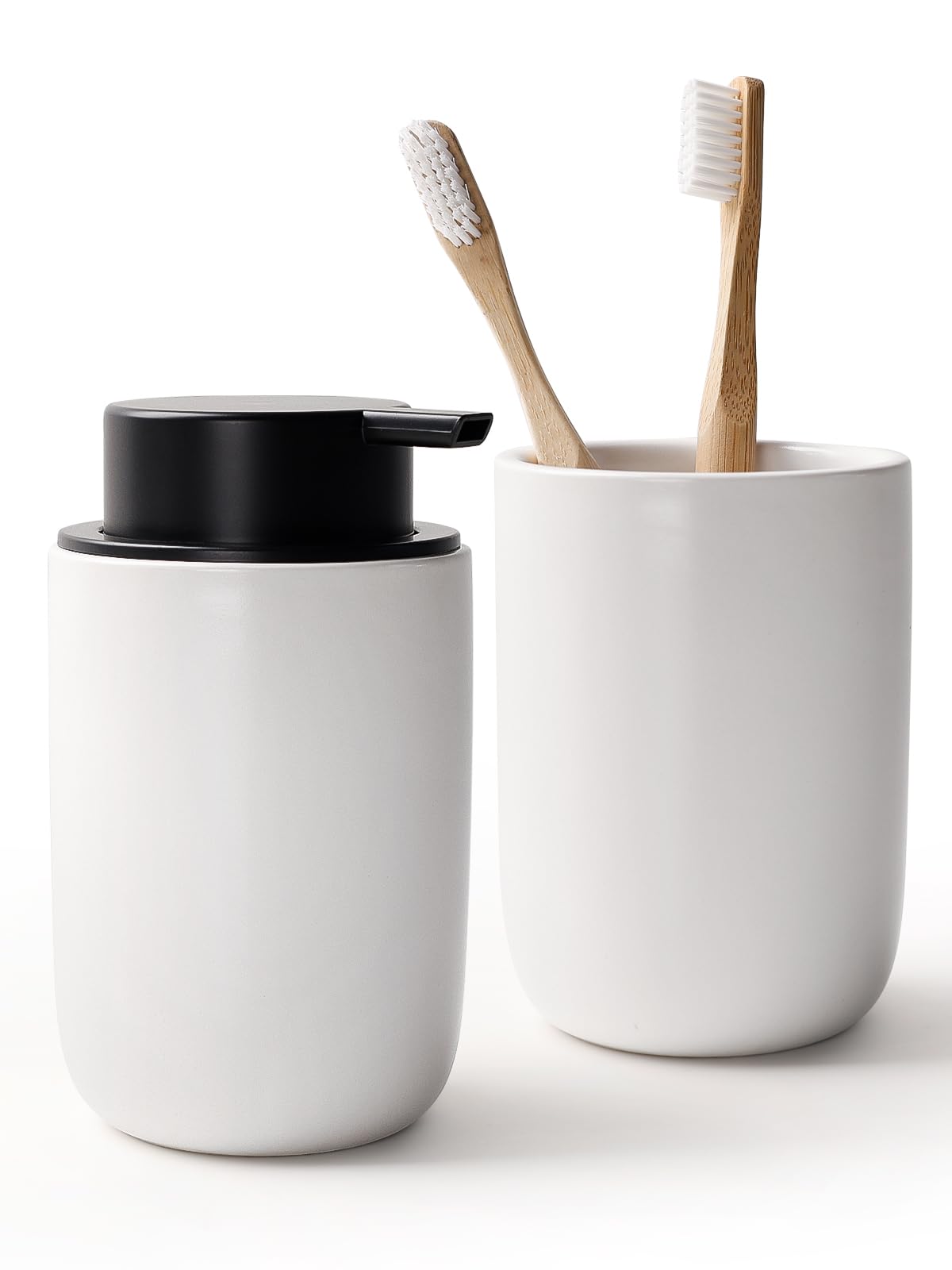 BosilunLife Foaming Soap Dispenser Set - White Ceramic Foam Hand Dispenser