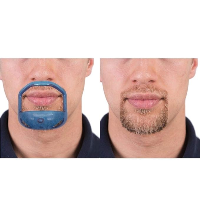 Sasha Square Goatee Beard Shaper Template for Men, Goatee & Beard Trimming Shaving Kit, Saves Time (Blue)