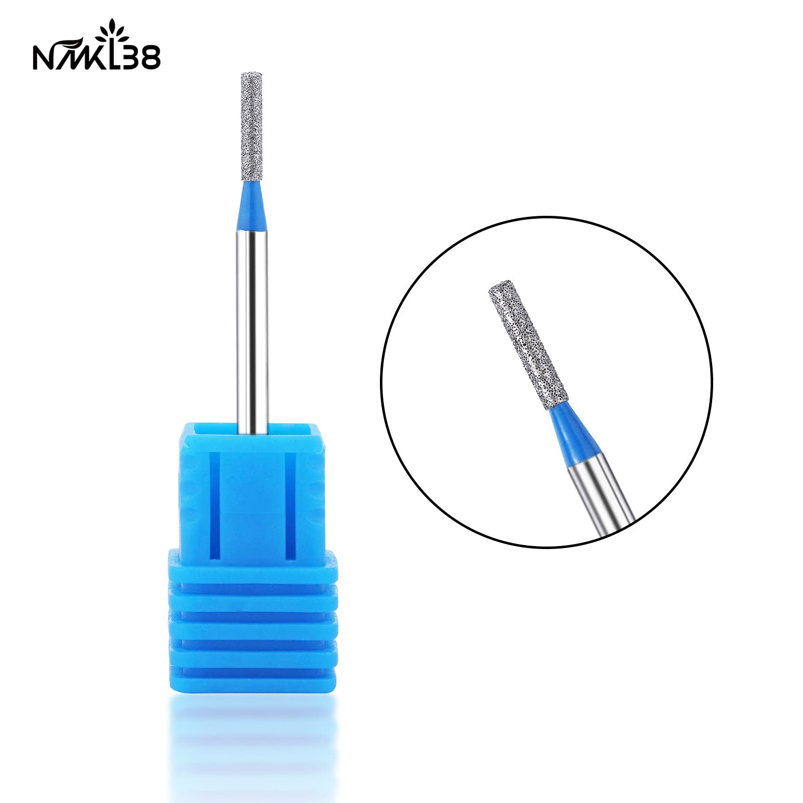 NMKL38 Diamond Bit Small Barrel Shape Electric Nail Drill File Cuticle Cleaner Tool for Rotary Nail Drill Machine Manicure Pedicure Polishing Kit (Medium 1.6x8)