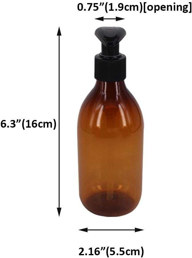 zmybcpack 8 Pack 8oz Empty Plastic Pump Lotion Bottles, Amber Pump Bottles