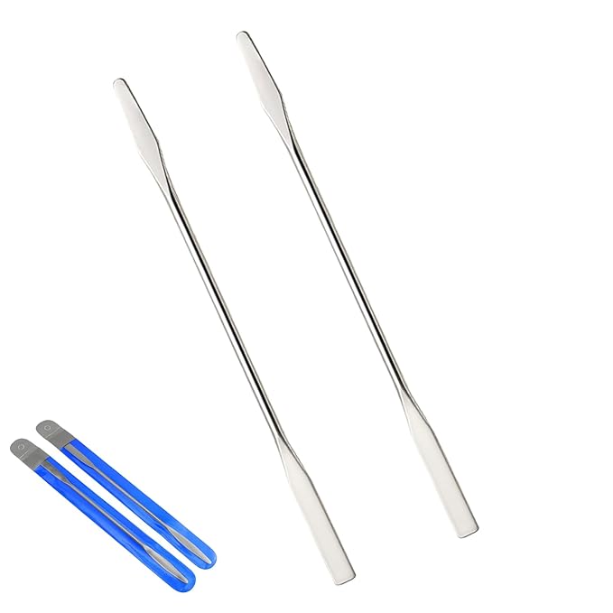 Cosmetic Mixing Makeup Spatula Nail Art Palette Stick Stirring Stainless Steel Rod Mixer Artist Tool for Salon Color Cream Mixing for Professional and Personal Use (Silver, 2 Pcs)