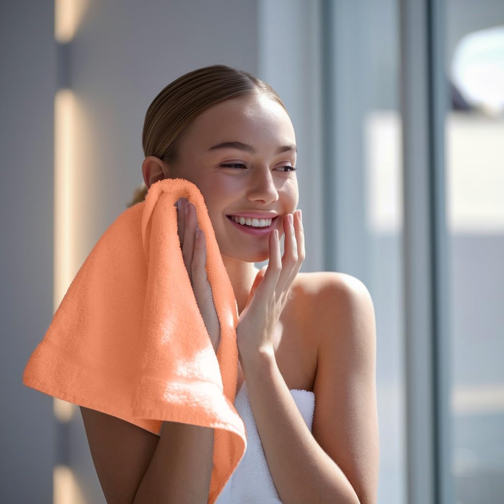 Towel and Linen Mart 100% Cotton 6 Pack Bath Towel Set, Quick Dry, Super Absorbent, Light Weight, Soft, (27 x 54 Pack of 6) (27 x 54 6 Pack, Plum, Pink, Beige, Grey, White, Peach)