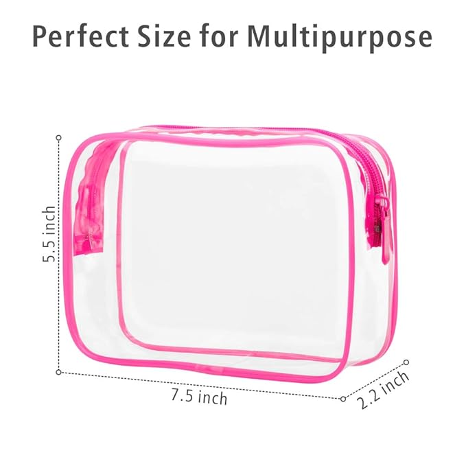 PACKISM TSA Approved Toiletry Bag - Clear Makeup Bag Travel, Fuchsia Pink