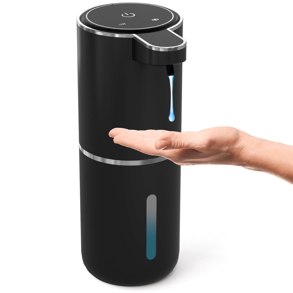 MTYGK Automatic Soap Dispenser Touchless,Liquid Hand Soap Dispenser 12.8oz USB 4levels Adjustable Dispenser Electric Wall Mounted Smart for Bathroom and Kitchen Dish Soap，Easy for Toddlers(Black)
