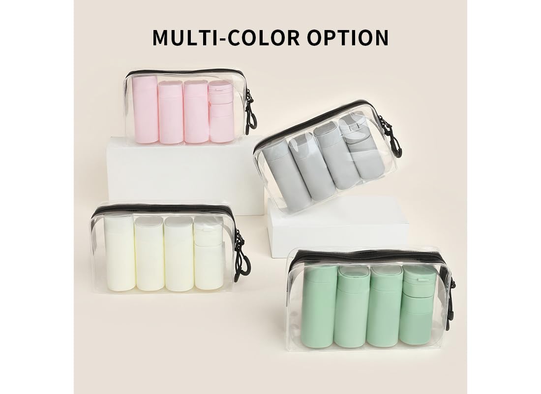 Sprigold 5 Pack Brief and Fashion Travel Bottles TSA Approved, BPA Free Travel Size Travel Containers Refillable Squeeze Bottles for Cosmetic Shampoo Cream Conditioner Lotion Soap… (Nordic grey)