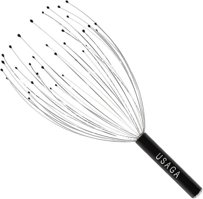 USAGA 36 Fingers Head Massager Scalp Massager Head Scratcher for Head Body Relaxing (Black)
