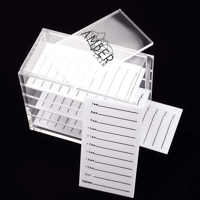 Amber Lash 5 Layers Clear Acrylic Lash Storage Case for Eyelash Extension, Pallet Holders organizer