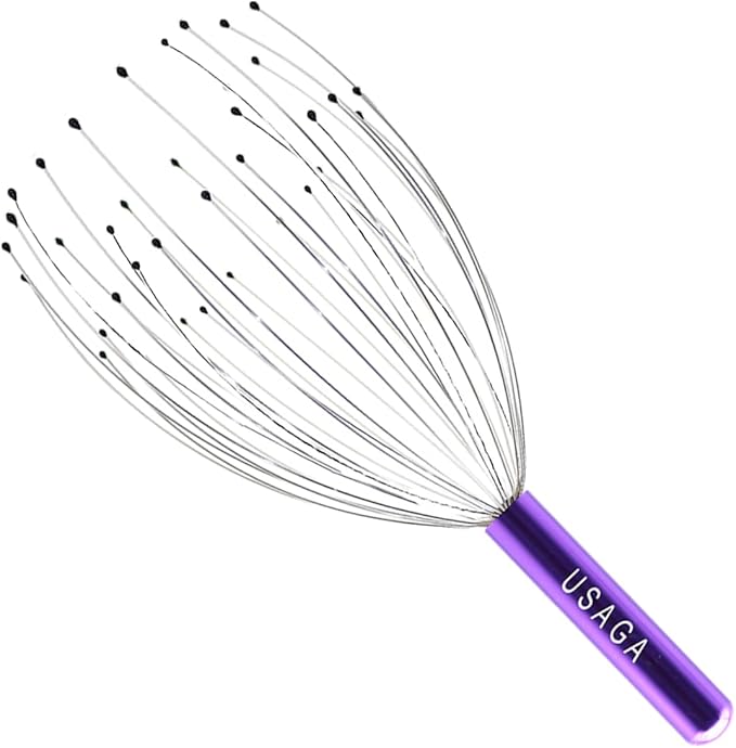 USAGA 36 Fingers Head Massager Scalp Massager Head Scratcher for Head Body Relaxing (Purple)