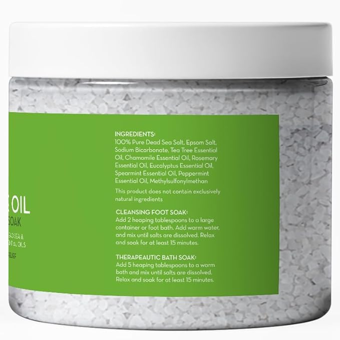 Pure Body Naturals Tea Tree Oil Foot & Bath Soak with Epsom and Dead Sea Salt, 20 oz - Therapeutic Blend - Relief for Tired Muscles, Addresses Common Foot and Toenail Issues, Eliminates Foot Odor