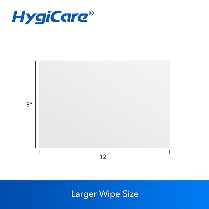 HygiCare Adult Washcloths Body Wipes 250 Count Fresh Scent 12"x8" Flip Top, Strong Yet Soft, Perfect for Incontinence Cleansing, Clinic, Nursing Home, Hospital, Camping, Travel, Gym