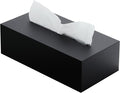 SANRUI Acrylic Facial Tissue Box Cover Holder with Snap Bottom Cover Rectangle Napkin Dispenser Organizer for Bathroom Kitchen and Office Desk (Matt Black)