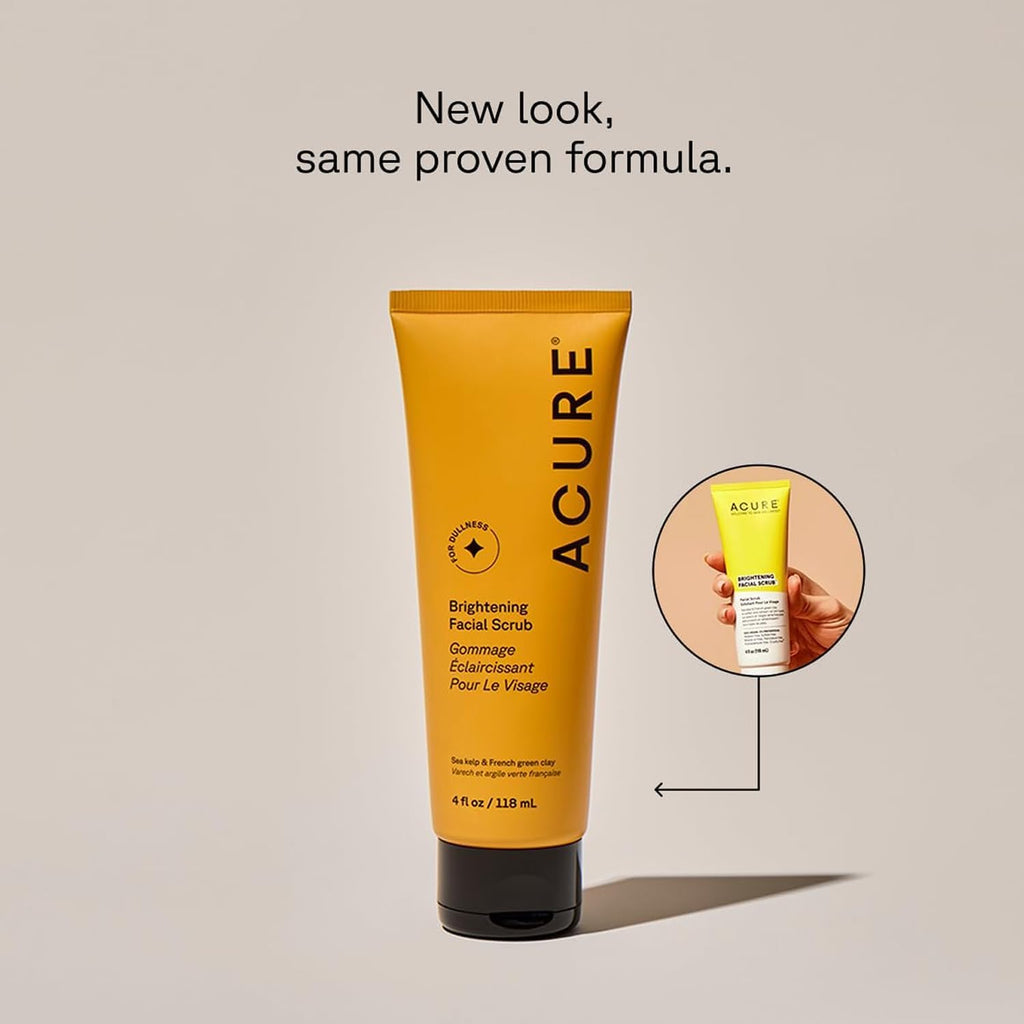 Acure Brightening Facial Scrub - Exfoliating Face Wash - 4 fl oz (2 Pack)