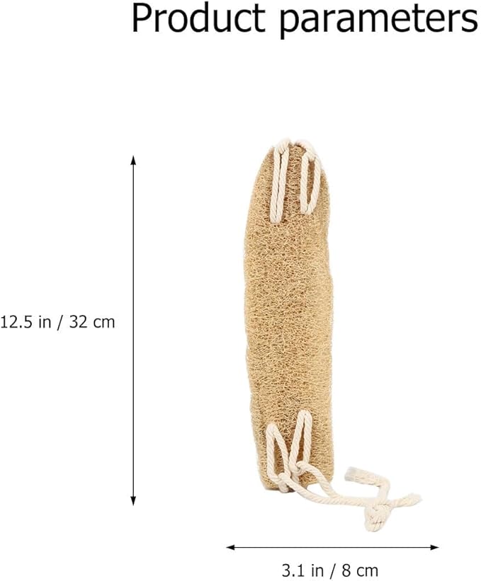 TEHAUX Exfoliating Loofah Back Scrubber Strap with Natural Cotton Rope, Double-Sided Back Washer for Shower Bath, Beige Long Body Scrubber for Deep Cleaning and Skin Care