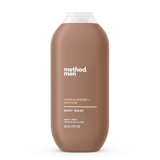 method men's Body Wash, Sandalwood + Vetiver - Moisturizes & Cleanses, Made without Parabens, Cruelty-Free, 18 fl oz