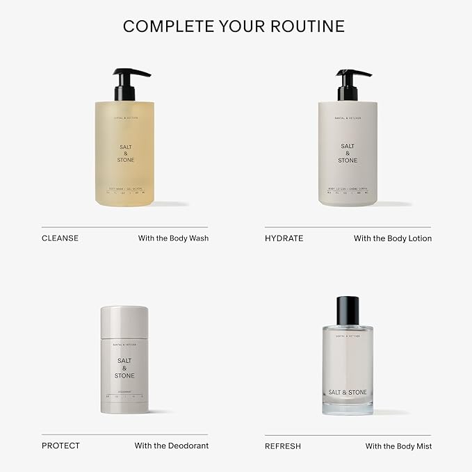 Salt & Stone Body Lotion for Women & Men | Santal & Vetiver | Hydrates, Nourishes & Softens Skin | Restores Dry Skin | Fast-Absorbing | Cruelty-Free & Vegan | 15.2 fl oz