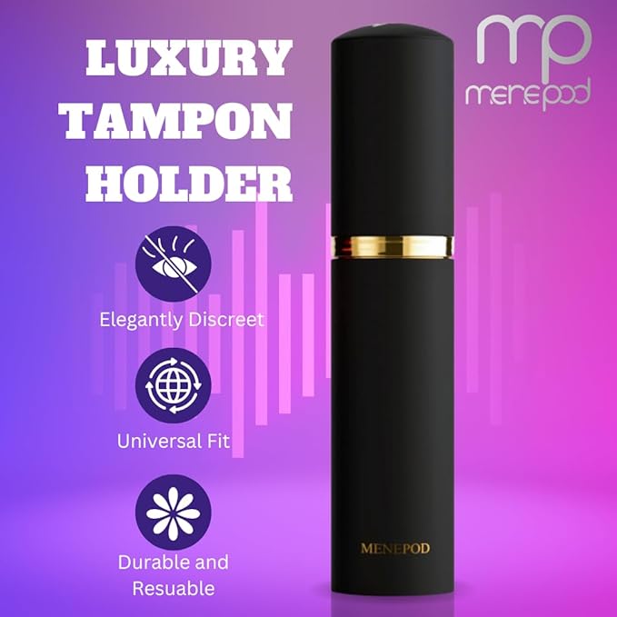 Menepod Luxury Tampon Holder For Purse,Cigarette Case,Pad and Bag Storage,Feminine Care,Discreet Travel Essentials Organizer Accessory Ideal for Women, Ladies, and Girls (Black)