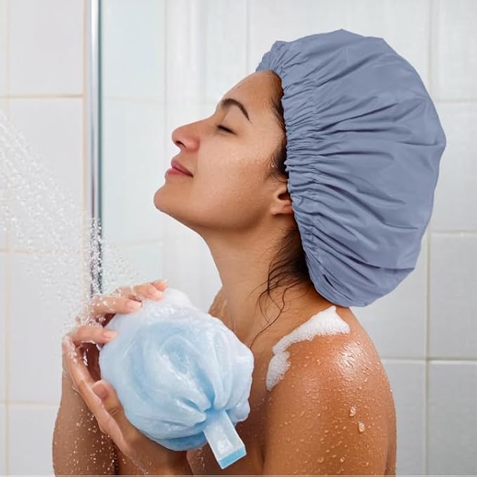 Edoneery Reusable Shower Caps for Women, Waterproof Long Hair Bonnet