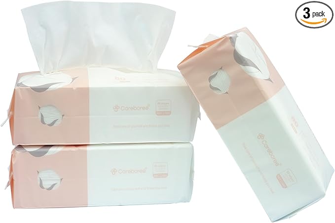 Careboree Extra Thick Dry Wipes, 100% Pure Cotton, 240 Count (3 Pack)