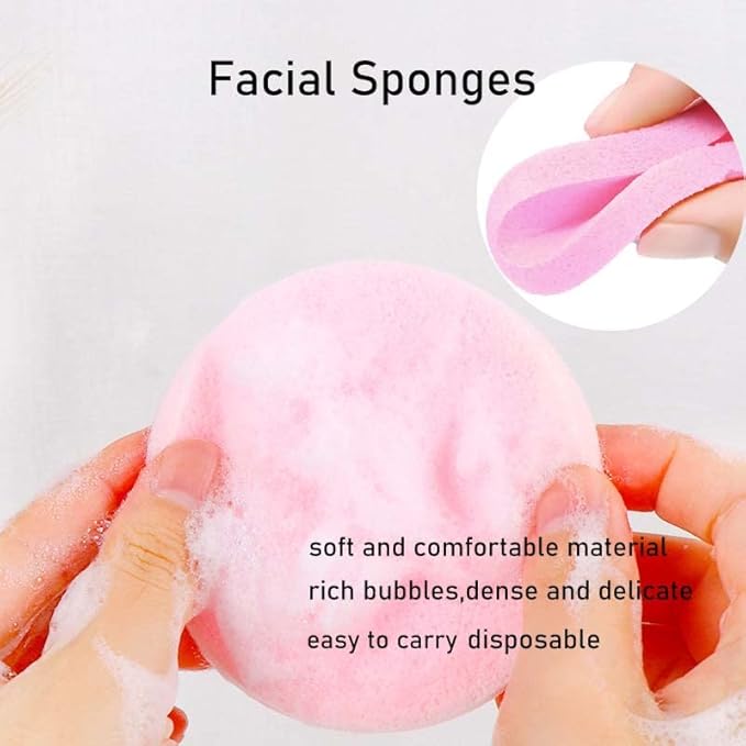 120Pcs Compressed Facial Sponges Face Cleansing Sponge exfoliating sponge for Face Cleansing,Massage, Mask, Makeup Removal (Mix-color)