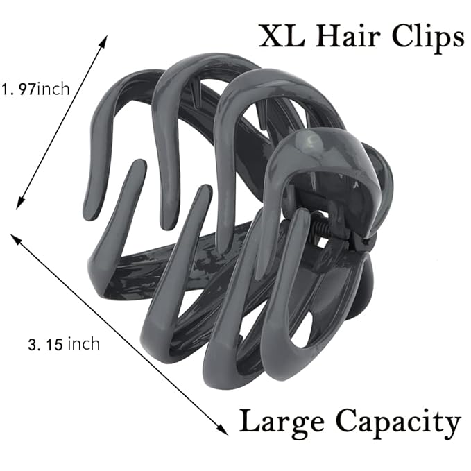 Atoden Claw Clips for Thick Hair 5Pcs, Large Hair Clips for Women, Octopus Hair Clips, Strong Grip Jumbo Jaw Clips, Girls Hair Styling Accessories, 3.15"