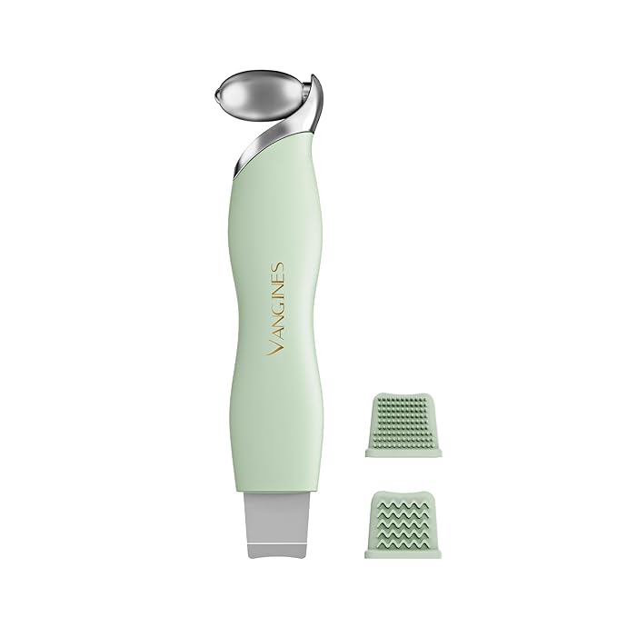 Vangines Ice Roller for Face & Eyes, Cooling Facial Roller with Blackhead Remover & 2 Silicone Brushes, Stainless Steel Face Roller for Puffiness, Pores & Deep Cleansing (Green)