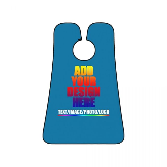 Custom Beard Apron for Men Personalized Gift with Name Image Picture Text Beard Shave Cape Customized Beard Trimming Catcher Bib for Bathroom Sapphire Blue