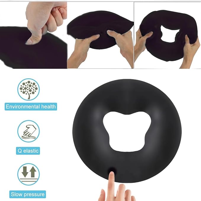 OULIGET Silicone Face Massage Pillow,SPA Beauty Face Relax Headrest,Salon Skin Care Soft Overlay Travel Head Support,Black