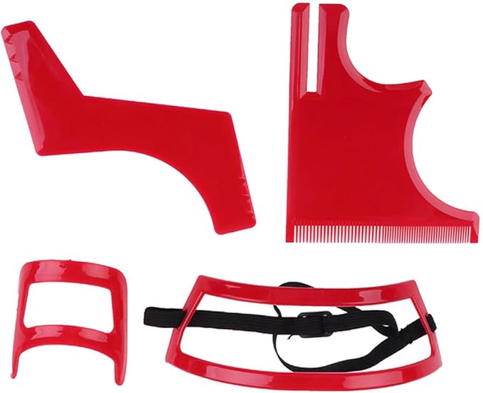 Beard Shaping Tool Kit Neckline Shaving Template Guide Set for Men Hair Styling Red, Beard Trimmer Template Guide, STANDARD