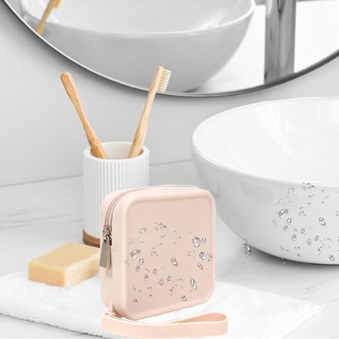FFpaw Silicone Mini Makeup Bag Pouch for Purse, Small Cosmetic Travel Bag Zipper Pouch Waterproof Cute Coin Purse Portable Makeup Storage Bag Travel Toiletry Organizers Bag for Women Girls