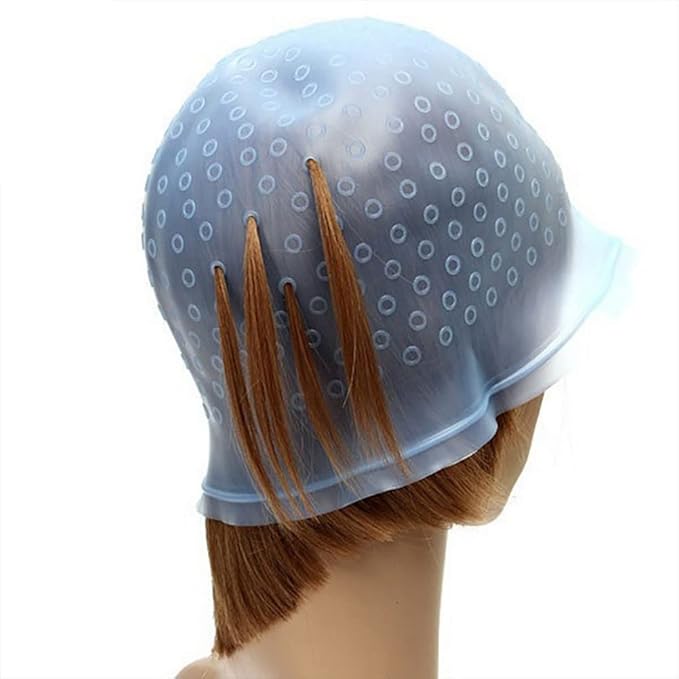 Silicone Highlight Tipping Cap for Hair with Hook Reusable Hair Cap for Hair Coloring Hair Staining Cap Dyeing Tool
