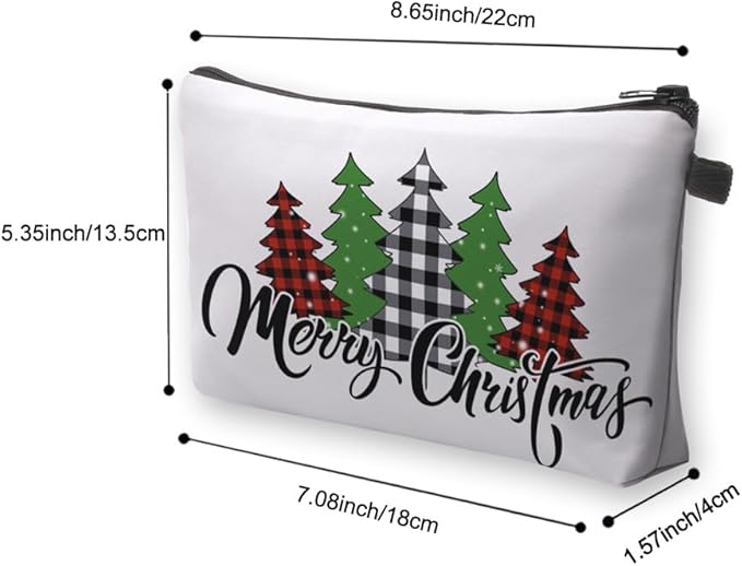Loomifang Small Makeup Bag Cosmetic Bag for Women, Pretty Design Organizer Case with Zipper Closure, Lightweight and Water-Resistant Make Up Bag - 8.65"x 5.35" x 7.08"（Merry Christmas）
