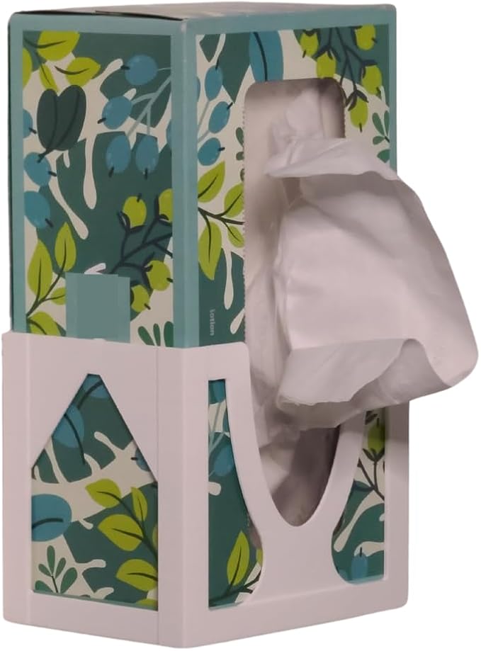 Sneeze Eaze Wall-Mounted Tissue Box Holder - Space-Saving Design - Easy Loading & Stylish Home Decor - Versatile Installation Options - Perfect for Home, Office & School - Made in The USA (White)